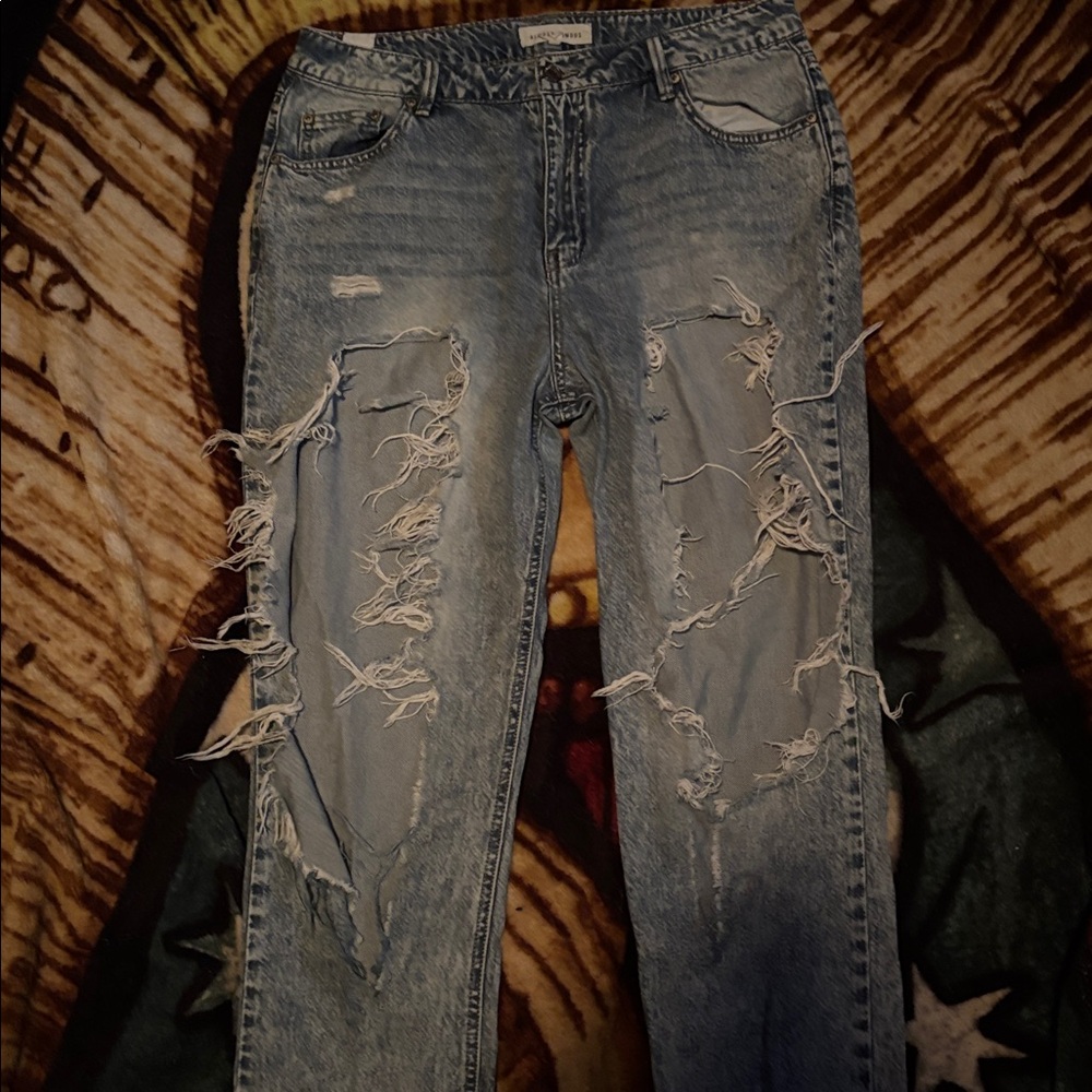 Almost Famous Light Blue Distressed Boyfriend Jeans